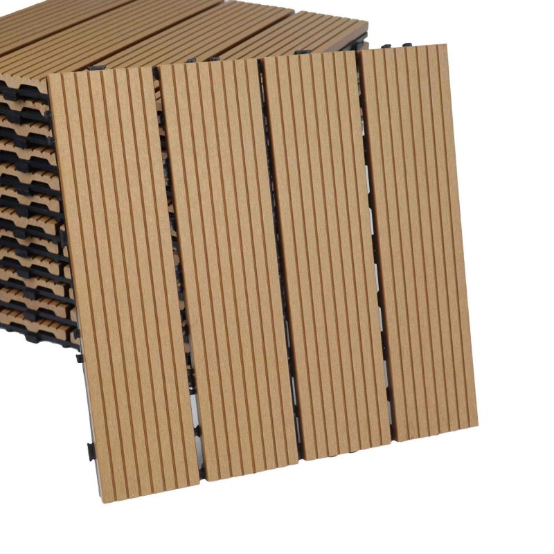 Dalles de terrasse modernes en bois d'acacia emboîtables pour usage extérieur - SAYRUO