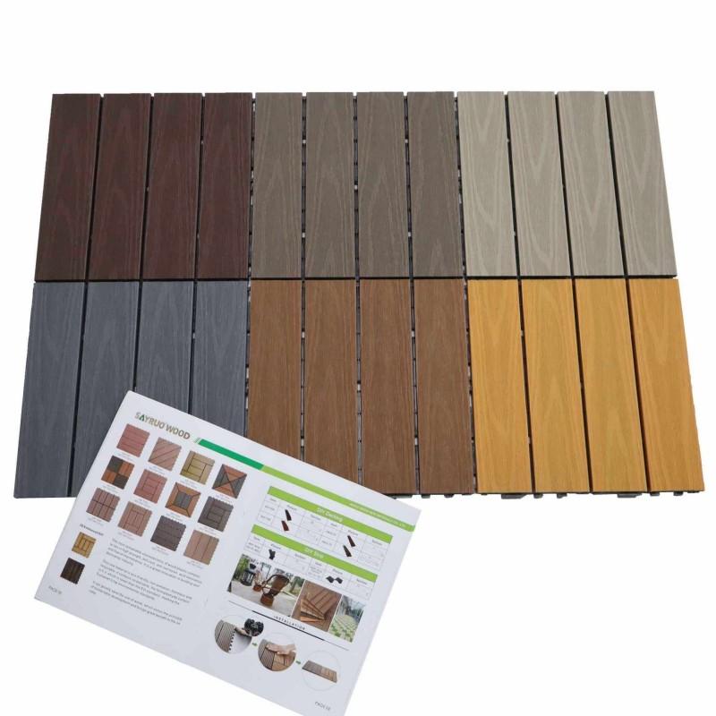 Dalles de terrasse en WPC emboîtables coextrudées utilisées pour l'extérieur par tous les temps - SAYRUO