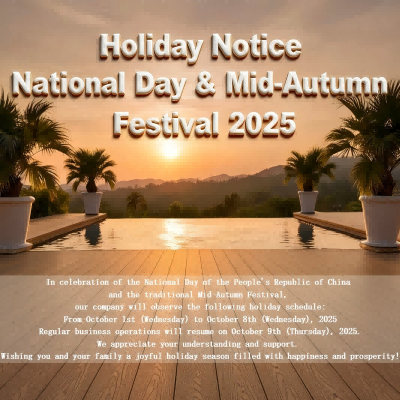 Avis de vacances : Fête nationale et fête de la mi-automne 2025